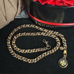 Tory Burch Black & Gold Logo Chain Necklace/Convertible Belt w/added Hook💥READ💥